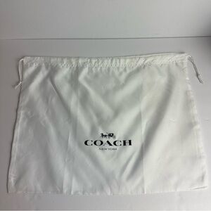 Coach Dust Bag Cover Drawstring Pouch White Textile Fabric Black Logo 19" x 15"